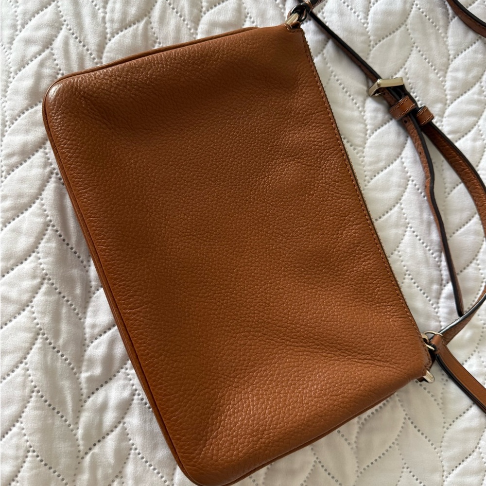 kate spade Brown Leather Pebbled Crossbody Messenger Bag - Picture 2 of 7